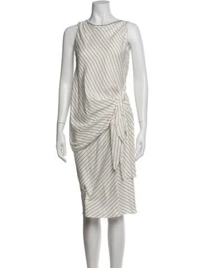 Pre-owned Brunello Cucinelli Silk Midi Length Dress In White