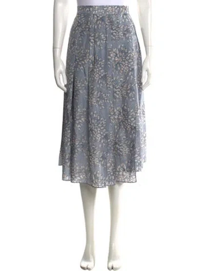 Pre-owned Brunello Cucinelli Silk Midi Length Skirt In Blue