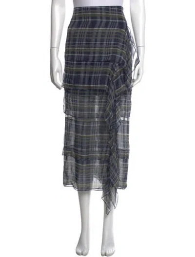 Pre-owned Brunello Cucinelli Silk Midi Length Skirt In Blue