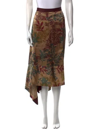 Pre-owned Brunello Cucinelli Silk Midi Length Skirt In Brown