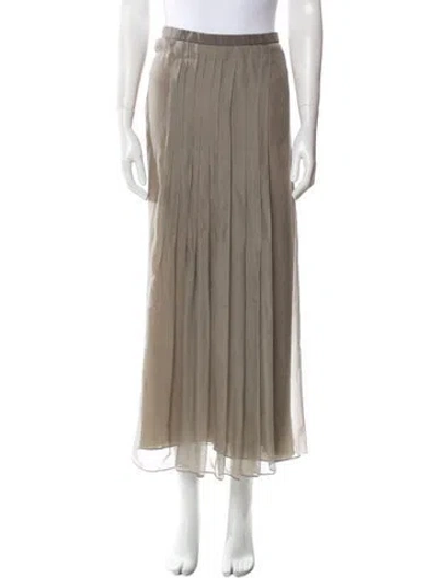 Pre-owned Brunello Cucinelli Silk Midi Length Skirt In Gray