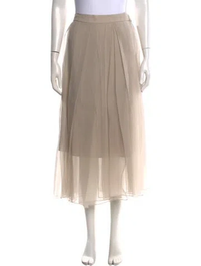 Pre-owned Brunello Cucinelli Silk Midi Length Skirt In Neutral