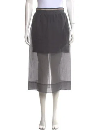 Pre-owned Brunello Cucinelli Silk Midi Length Skirt W/ Tags In Grey