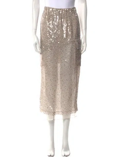 Pre-owned Brunello Cucinelli Silk Midi Length Skirt W/ Tags In Neutral