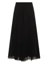 Brunello Cucinelli High Waist Pleated Skirt With Sheer Overlay In Black