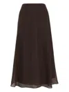 Brunello Cucinelli Silk Midi Skirt In Brown