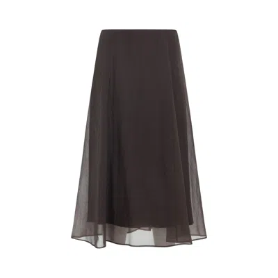 Brunello Cucinelli Silk Midi Skirt