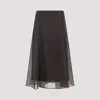 Brunello Cucinelli Dark Brown Silk Skirt In Black
