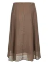 Brunello Cucinelli Silk Midi Skirt In Brown