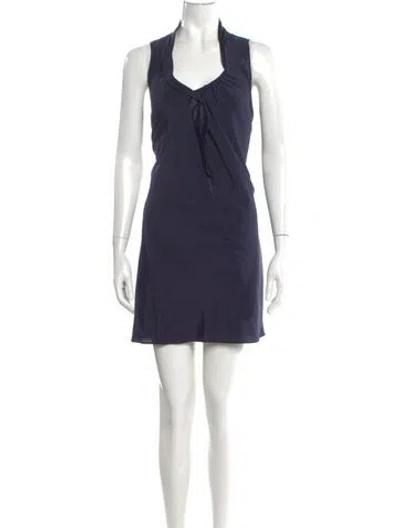 Pre-owned Brunello Cucinelli Silk Mini Dress In Blue
