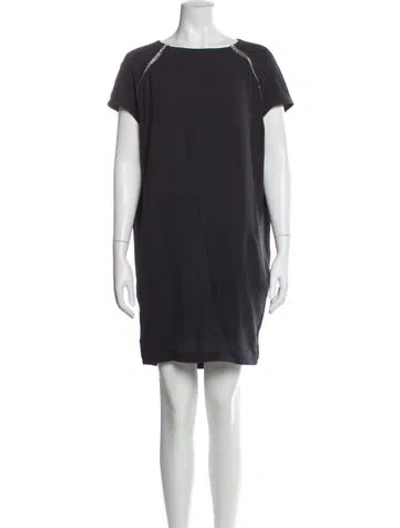 Pre-owned Brunello Cucinelli Silk Mini Dress In Blue