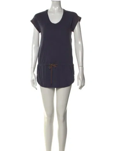 Pre-owned Brunello Cucinelli Silk Mini Dress In Blue