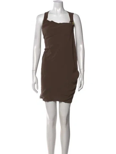 Pre-owned Brunello Cucinelli Silk Mini Dress In Brown