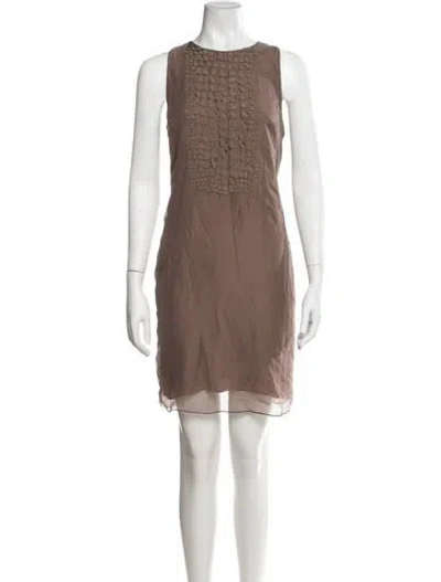 Pre-owned Brunello Cucinelli Silk Mini Dress In Brown