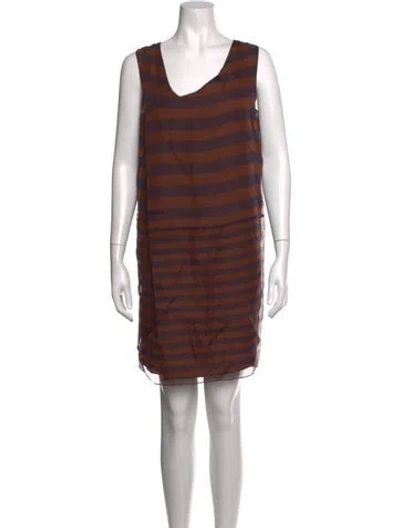 Pre-owned Brunello Cucinelli Silk Mini Dress In Brown