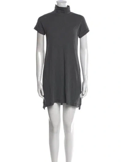 Pre-owned Brunello Cucinelli Silk Mini Dress In Gray