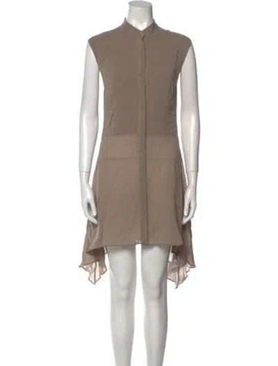 Pre-owned Brunello Cucinelli Silk Mini Dress In Gray