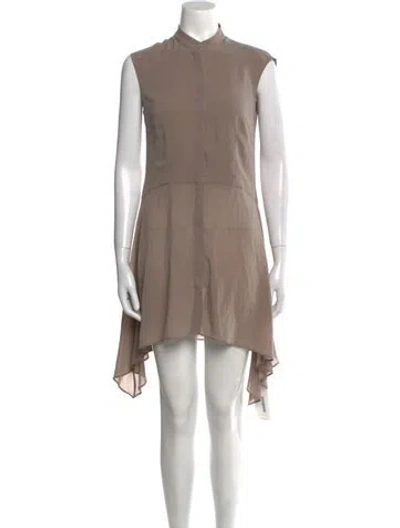 Pre-owned Brunello Cucinelli Silk Mini Dress In Neutral