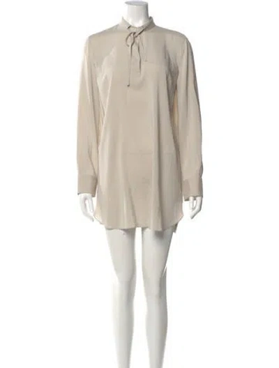 Pre-owned Brunello Cucinelli Silk Mini Dress In Neutral