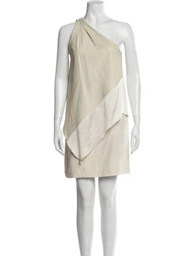 Pre-owned Brunello Cucinelli Silk Mini Dress In Neutral