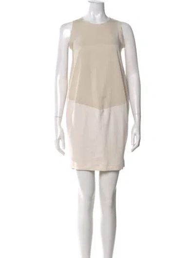 Pre-owned Brunello Cucinelli Silk Mini Dress In Neutral