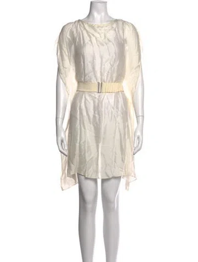 Pre-owned Brunello Cucinelli Silk Mini Dress In Neutral