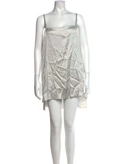 Pre-owned Brunello Cucinelli Silk Mini Dress In Neutrals