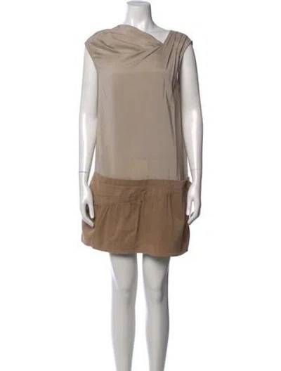 Pre-owned Brunello Cucinelli Silk Mini Dress In Neutrals