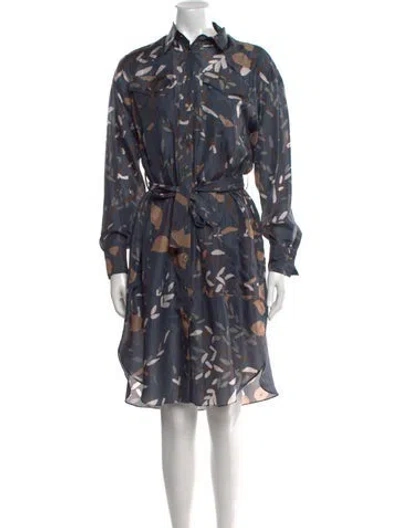 Pre-owned Brunello Cucinelli Silk Mini Dress W/ Tags In Blue