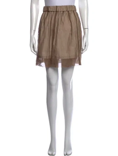 Pre-owned Brunello Cucinelli Silk Mini Skirt In Neutrals