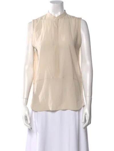 Pre-owned Brunello Cucinelli Silk Mock Neck Blouse In Neutral