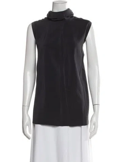 Pre-owned Brunello Cucinelli Silk Mock Neck Top In Gray