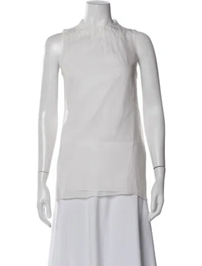 Pre-owned Brunello Cucinelli Silk Mock Neck Top In White