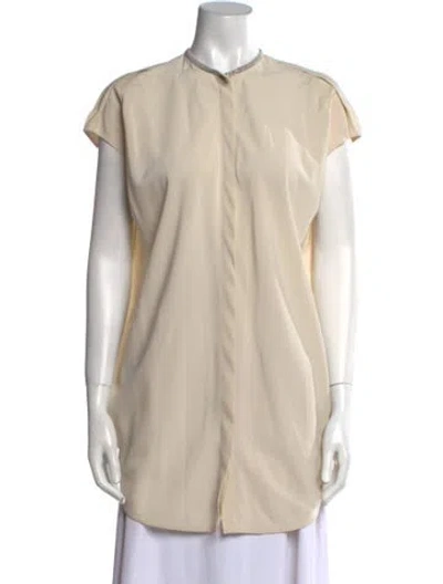 Pre-owned Brunello Cucinelli Silk Mock Neck Tunic In Neutral