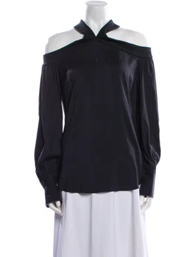Pre-owned Brunello Cucinelli Silk Off-the-shoulder Blouse In Black
