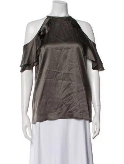Pre-owned Brunello Cucinelli Silk Off-the-shoulder Top In Green