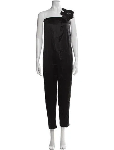 Pre-owned Brunello Cucinelli Silk One-shoulder Jumpsuit W/ Tags In Black