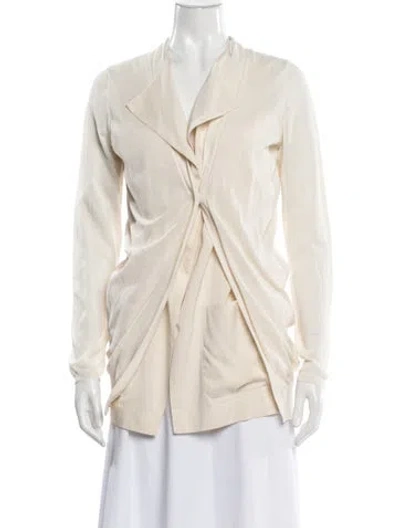 Pre-owned Brunello Cucinelli Silk Open Front Top In Neutral