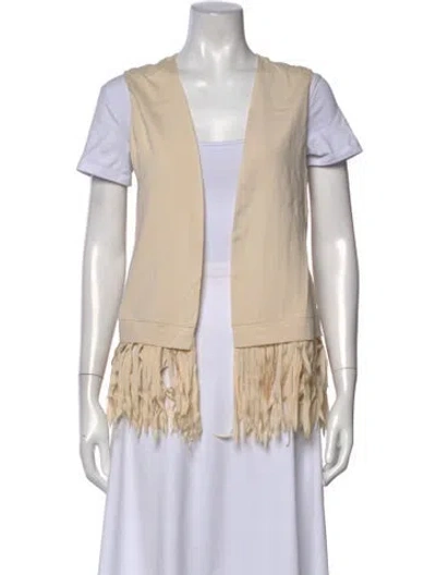 Pre-owned Brunello Cucinelli Silk Open Front Top In Neutral