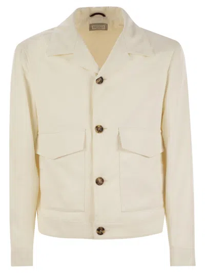 Brunello Cucinelli Silk Outerwear With Patch Pockets For Men In White