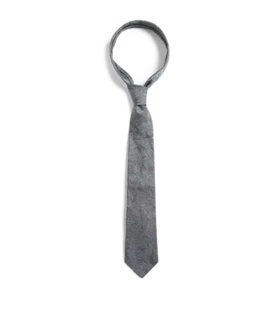 Brunello Cucinelli Kids' Silk Paisley Tie In Grey