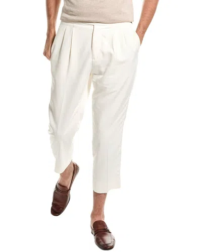 Brunello Cucinelli Straight-leg Pleated Silk-satin Tuxedo Trousers In Sand