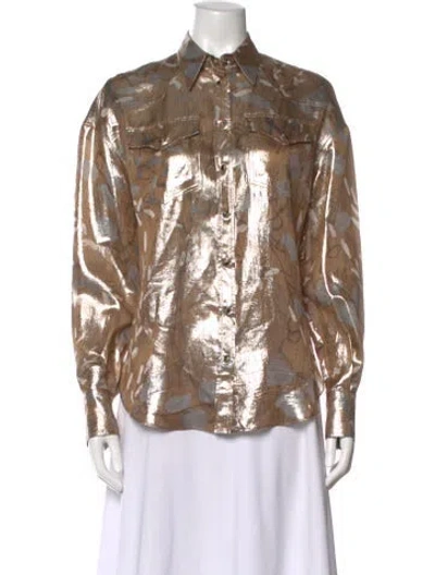 Pre-owned Brunello Cucinelli Silk Patterned Blouse