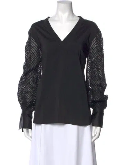 Pre-owned Brunello Cucinelli Silk Patterned Blouse In Black