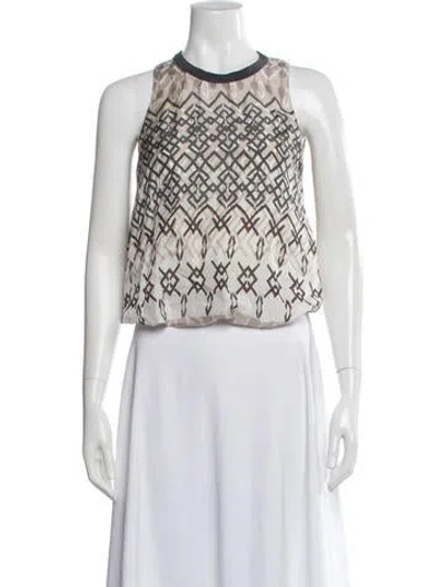 Pre-owned Brunello Cucinelli Silk Patterned Top In Blue