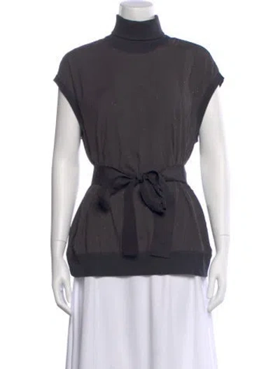 Pre-owned Brunello Cucinelli Silk Patterned Top In Gray