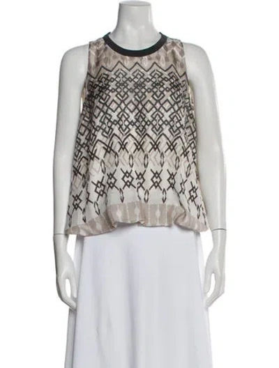 Pre-owned Brunello Cucinelli Silk Patterned Top In Neutral