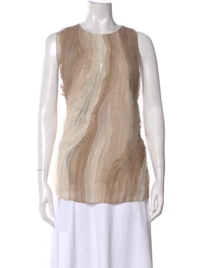 Pre-owned Brunello Cucinelli Silk Patterned Top In Neutral