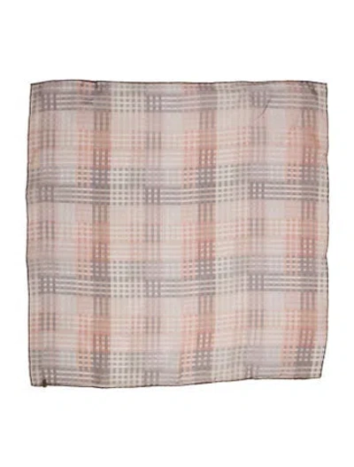 Pre-owned Brunello Cucinelli Silk Plaid Print Scarf In Brown
