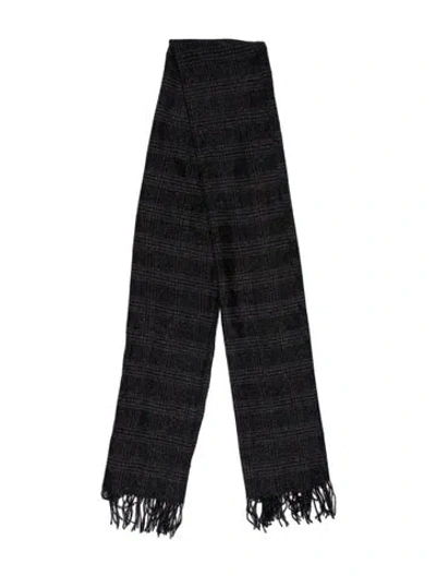 Pre-owned Brunello Cucinelli Silk Plaid Print Scarf In Gray